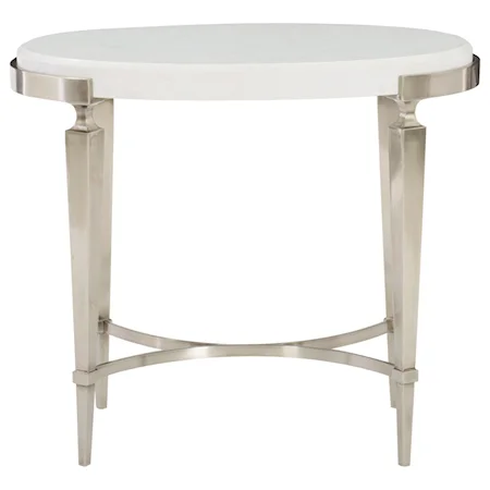 Transitional Side Table with Laminated White Quartz Stone Top